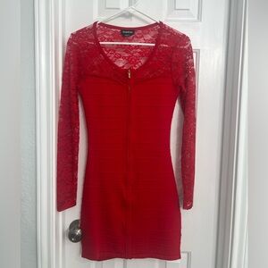 Bebe Scarlet Lace Long Sleeve Dress